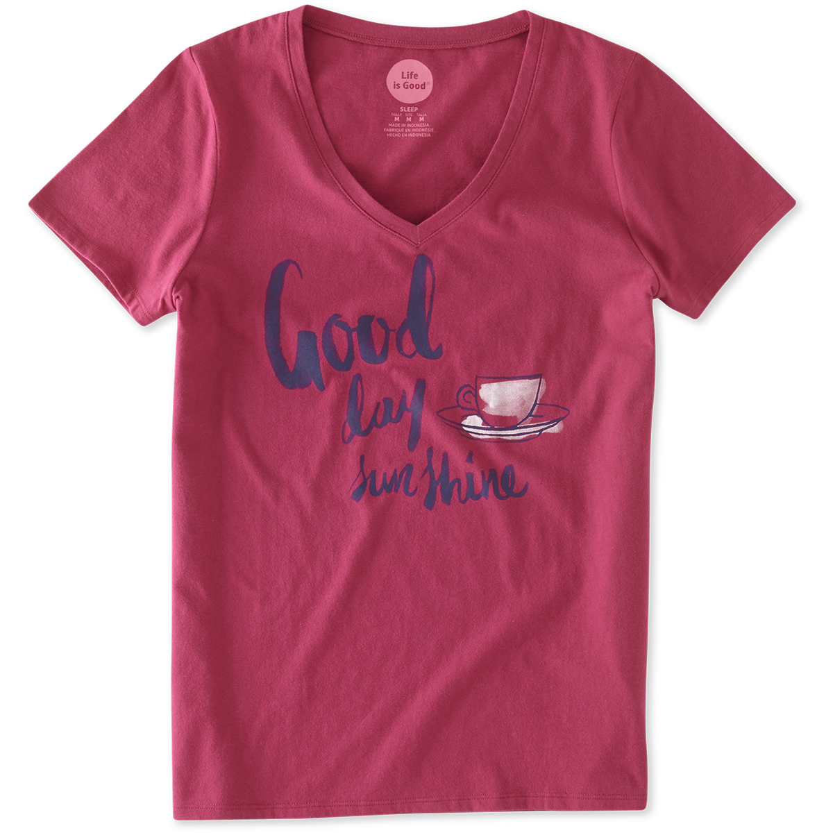 Life is Good Women's Good Day Sunshine Teacup Sleep Vee 45949