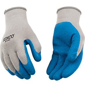 Kinco Poly-Cotton Blue Latex Plam Glove