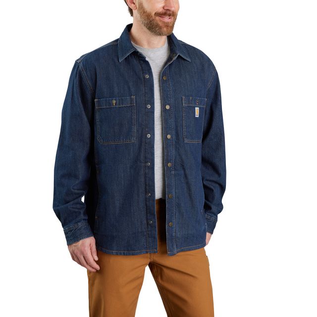 Carhartt Men's Relaxed Fit Denim Fleece Lined Shirt Jac