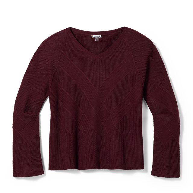 Smartwool Women's Shadow Pine Cable V-Neck Sweater FX