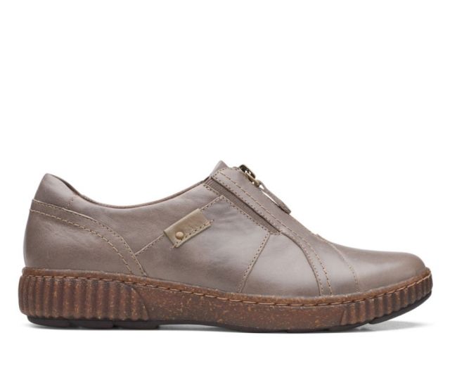 Clarks Women's Magnolia Zip DarkTaupe Leather Shoe