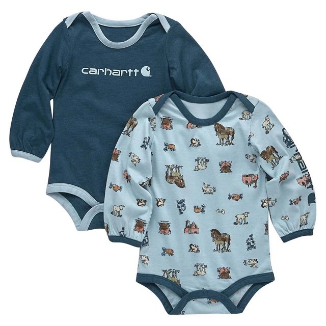 Carhartt Kids' Long Sleeve Woodland Print Bodysuit 2 Pc Set