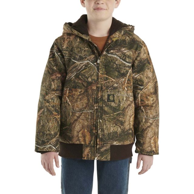 Carhartt Boy's Zip-Front Canvas Insulated Hooded Camo Jacket
