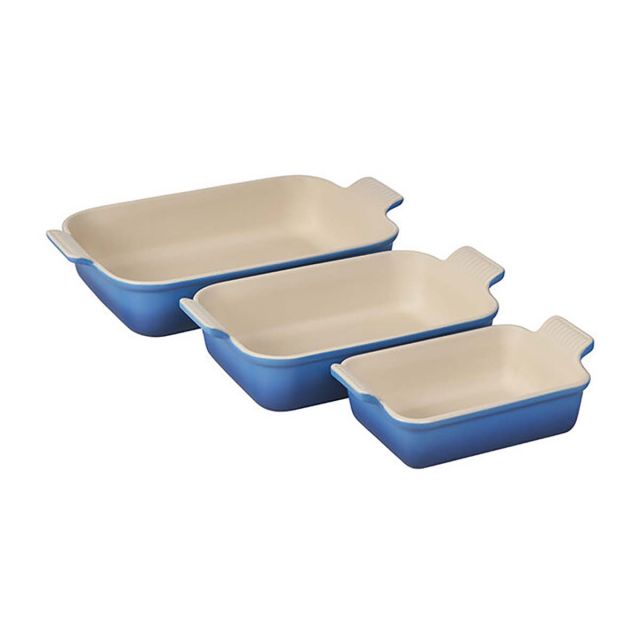 Le Creuset Heritage 3-Piece Rectangular Baking Dish Set 4 qt., 2 1/2 qt., and 1 1/10 qt. - Marseille