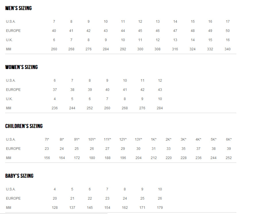 Bogs Size Chart