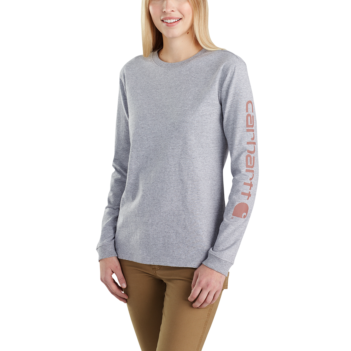 (取寄) カーハート レディース ルーズ フィット ヘビーウェイト ロング スリーブ ロゴ スリーブ Tシャツ Carhartt women Loose Fit Heavyweight Long Logo Carhartt Women's Loose Fit Heavyweight LS Logo Sleeve