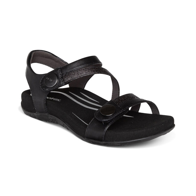 Aetrex Women's Jess Adjustable Quarter Strap Sandal