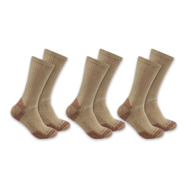 Carhartt Men's Midweight Cotton Blend Crew Socks 3 PK