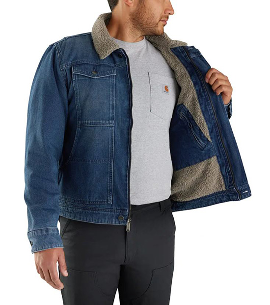 Carhartt Men's Relaxed Fit Denim Sherpa Lined Jacket