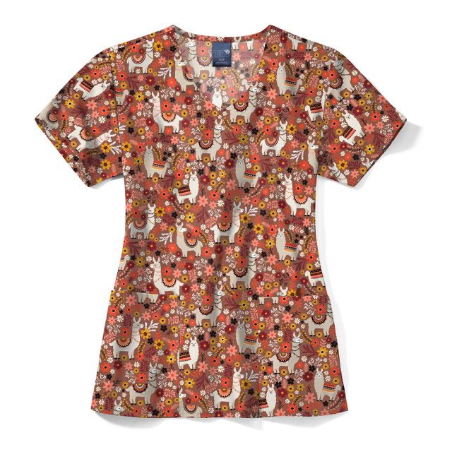 Zoe & Chloe V Neck Short Sleeve Scrub Top