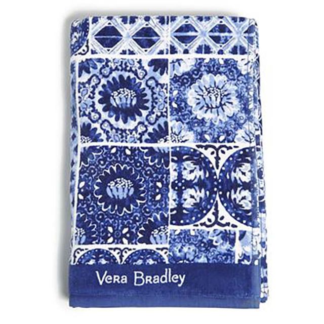 Vera Bradley Beach Towel-Island Tile Blue