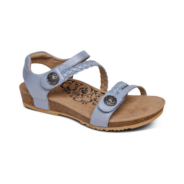 Aetrex Women's Jillian Braided Quarter Strap Sandal - Blue