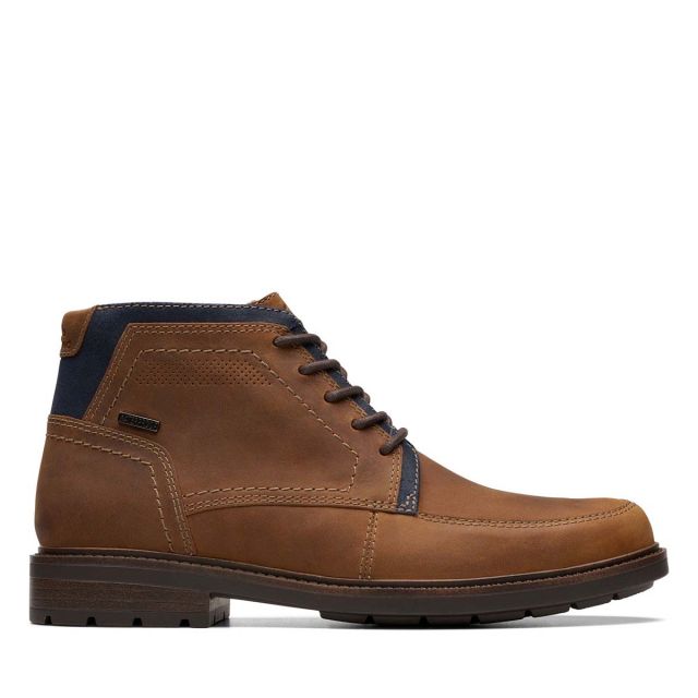 Clarks men's Un Shire Hi WP - Tan Leather