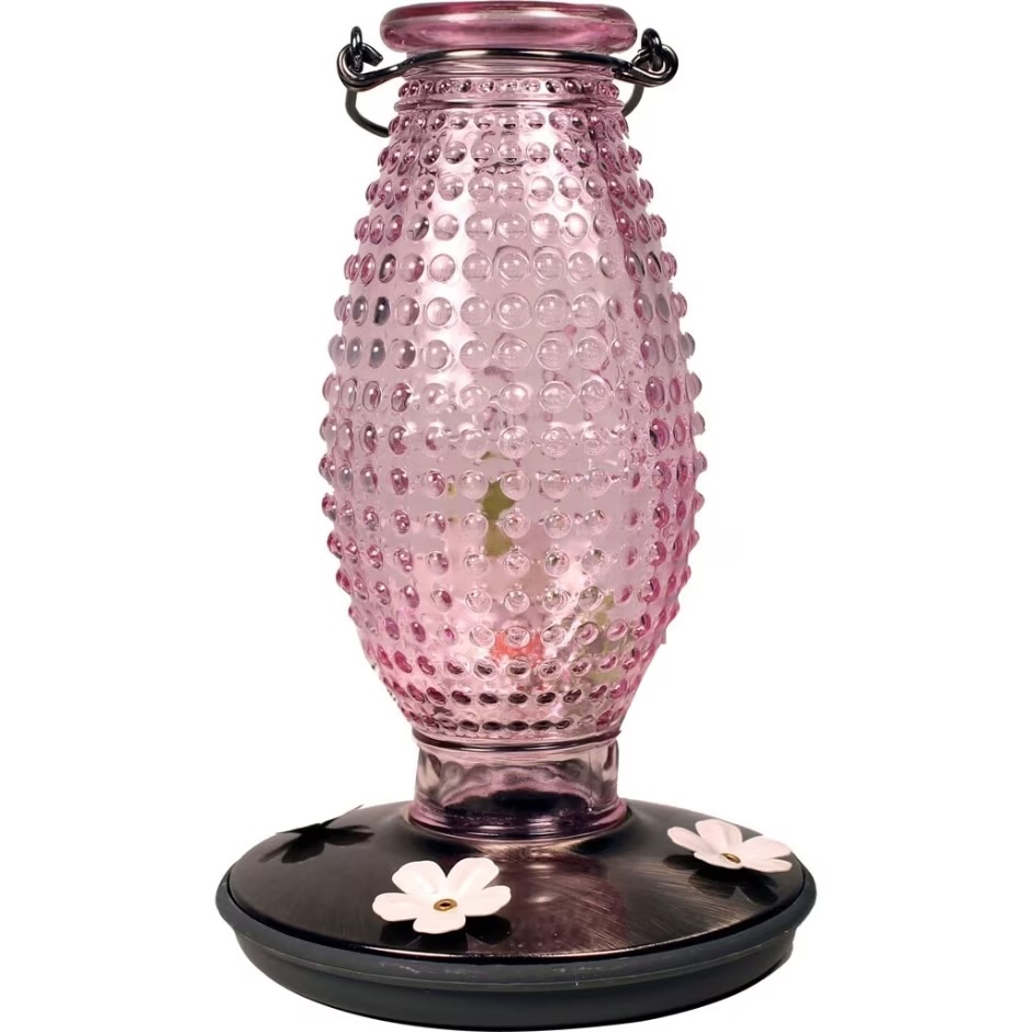 Hobnail Glass Vintage Hummingbird Feeder 24oz