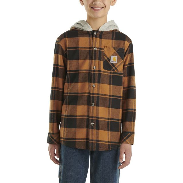 Carhartt Kids' Long Sleeve Flannel Button-Front Hooded Shirt