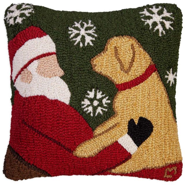 Chandler 4 Corners Lap Dog with Santa 18 x 18 Pillow