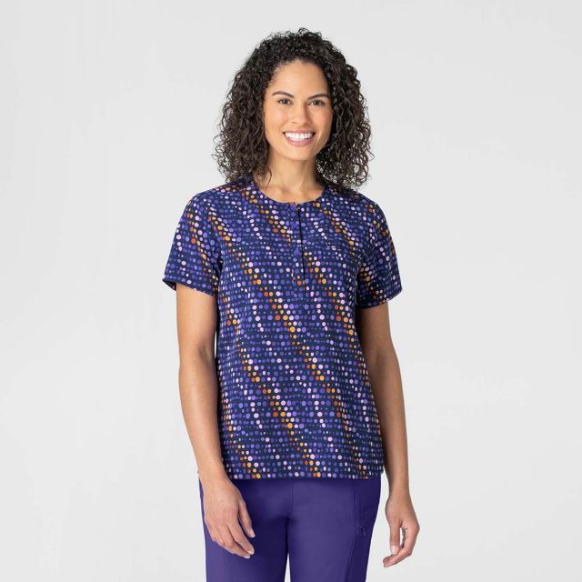 Wink Fashion Prints Women's Round Neck Tuck-In Scrub Top