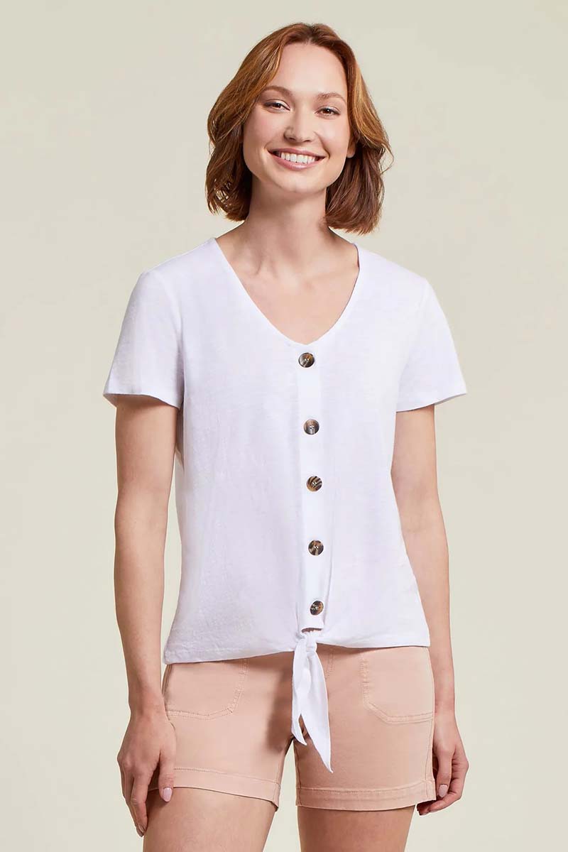 Tribal Women's Button Knot-Hem Top
