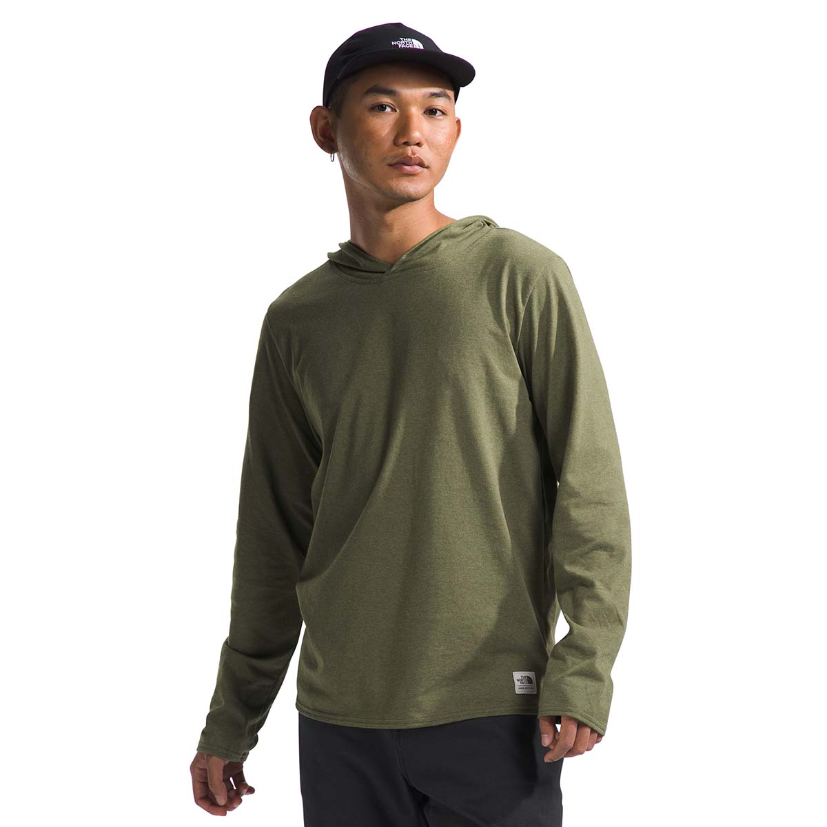 The North Face Mens Long-Sleeve Heritage Patch Hoodie Tee