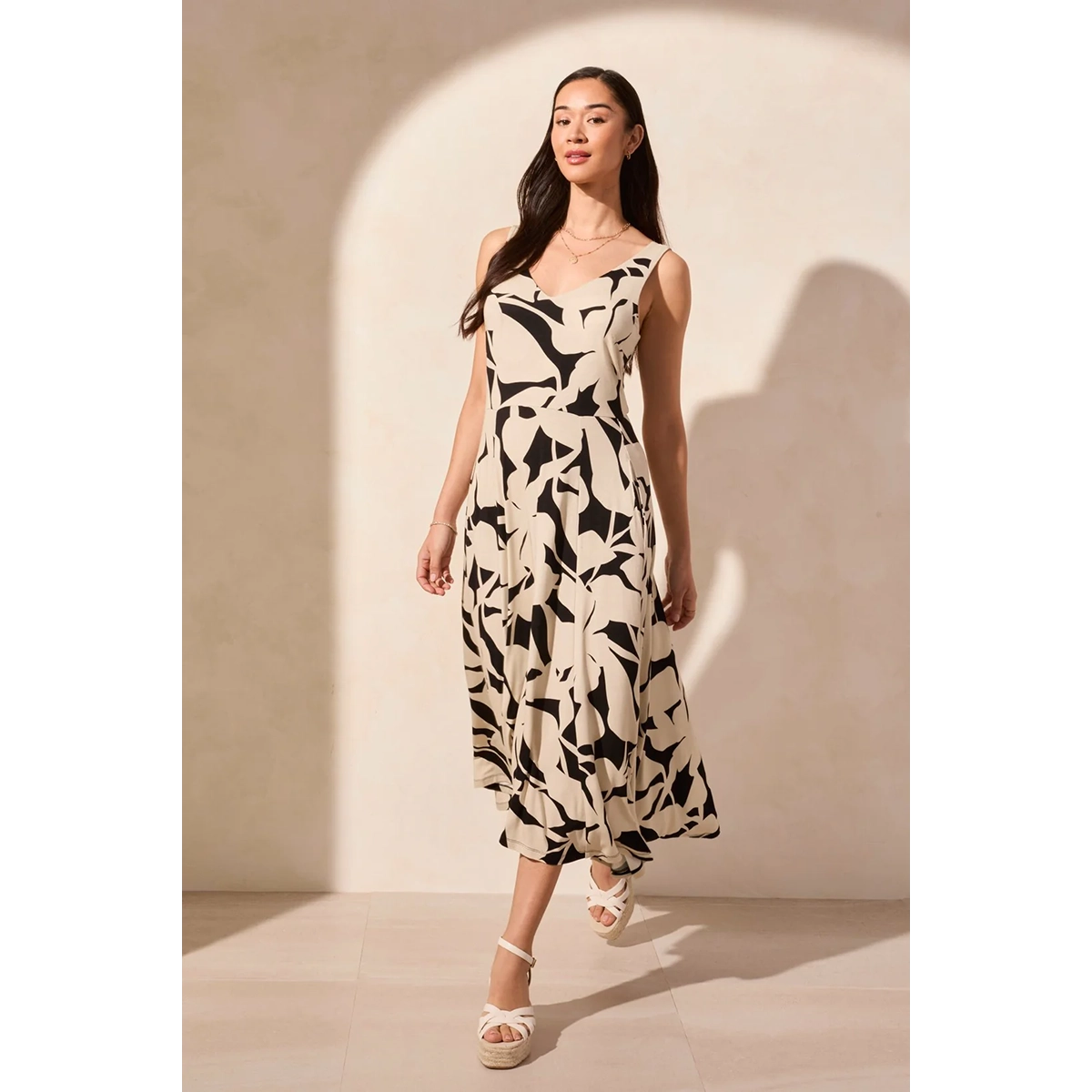 Tribal Women's Printed Sleeveless High Low Dress