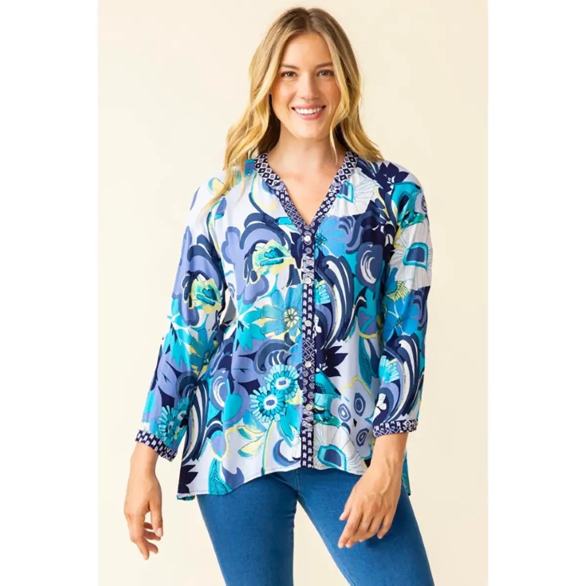 Habitat Women's Vintage Mix Mandarin Collar Shirt