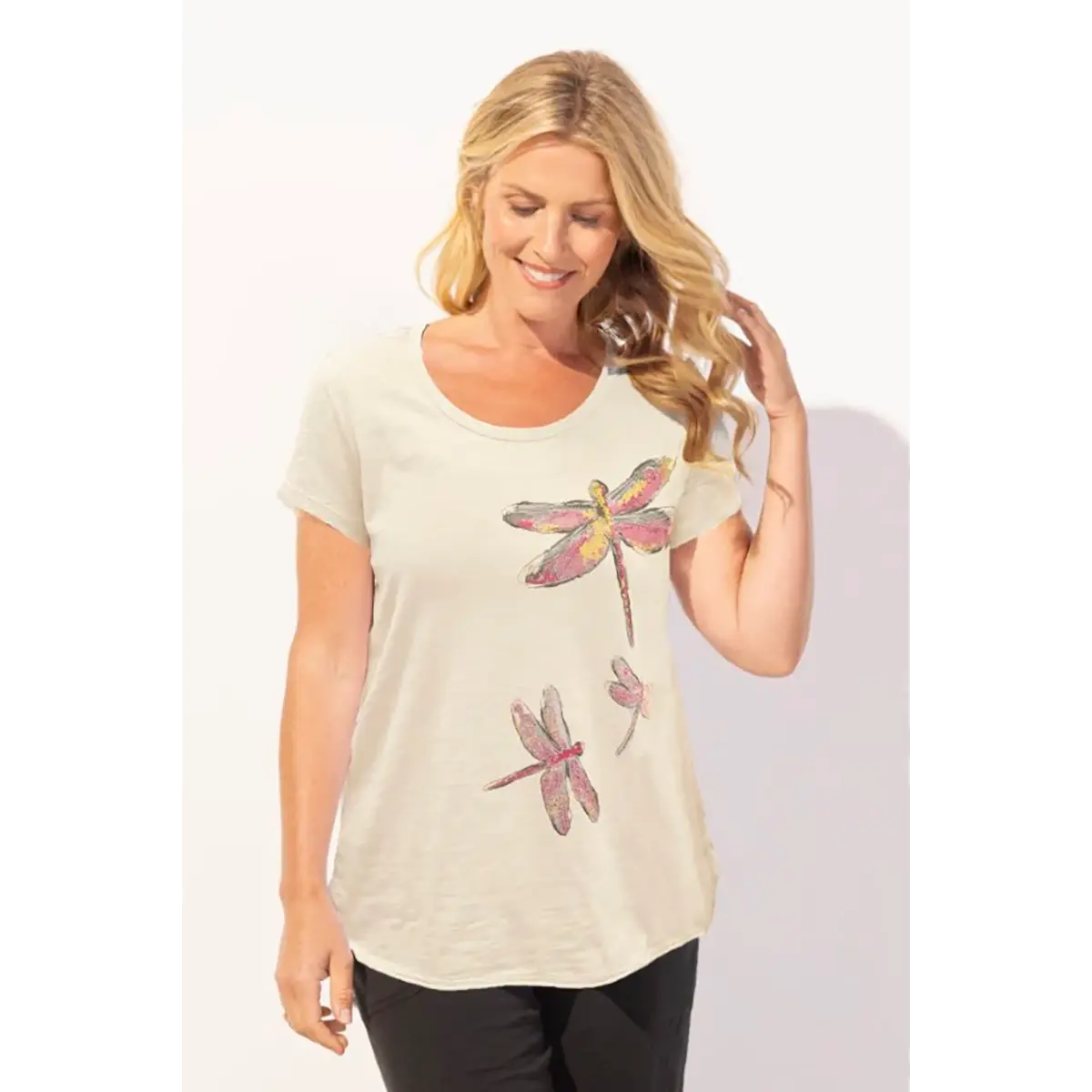 Escape Women's Peruvian Cotton Mosaic Dragonfly Tee