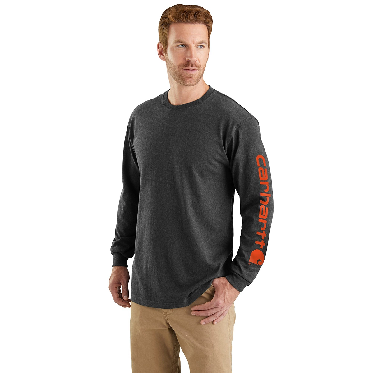 Carhartt Men's Loose Fit Heavyweight L/S Logo Sleeve Graphic T-Shirt