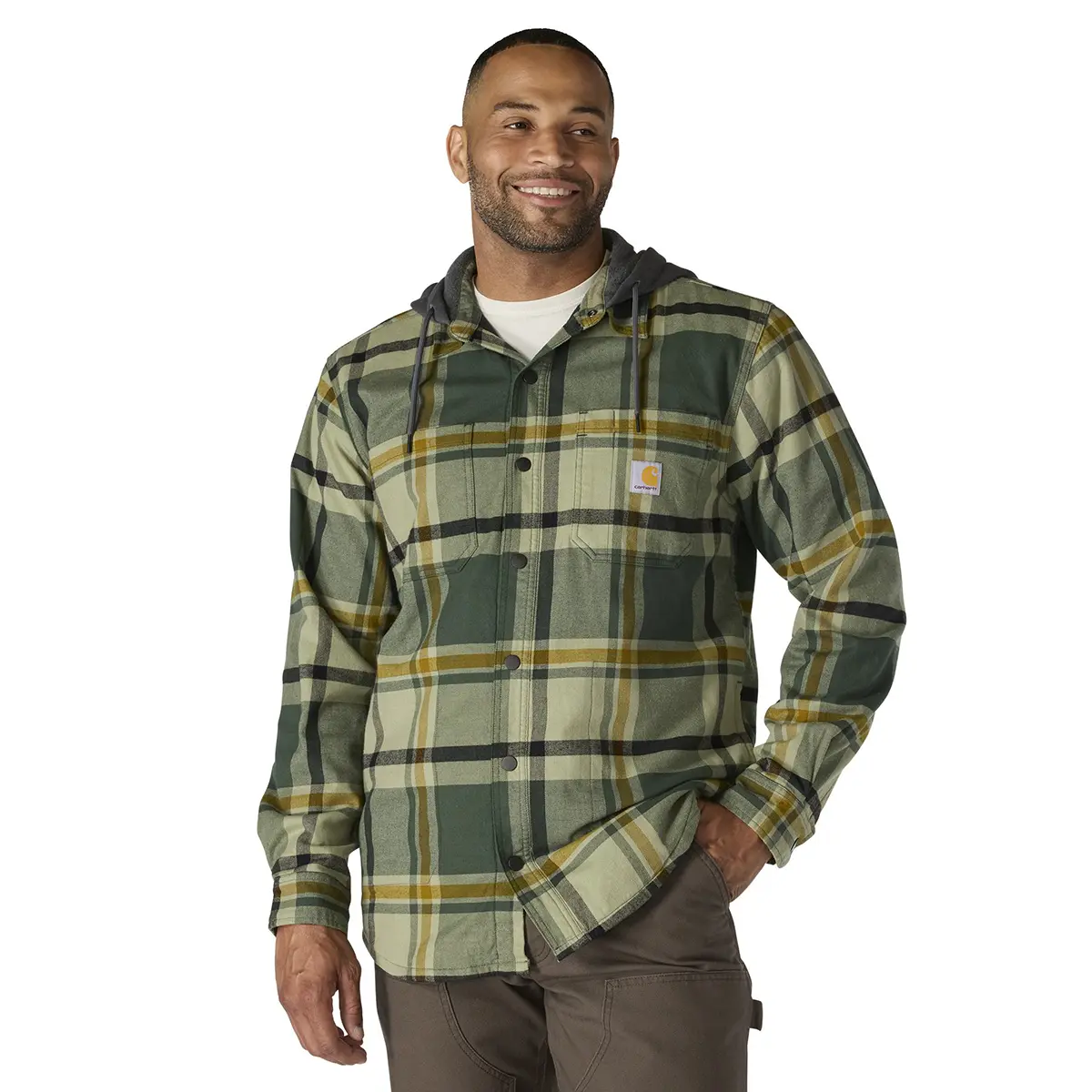 Carhartt Men's Rugged Flex&reg; Relaxed Fit Flannel Fleece Lined Hooded Shirt Jac