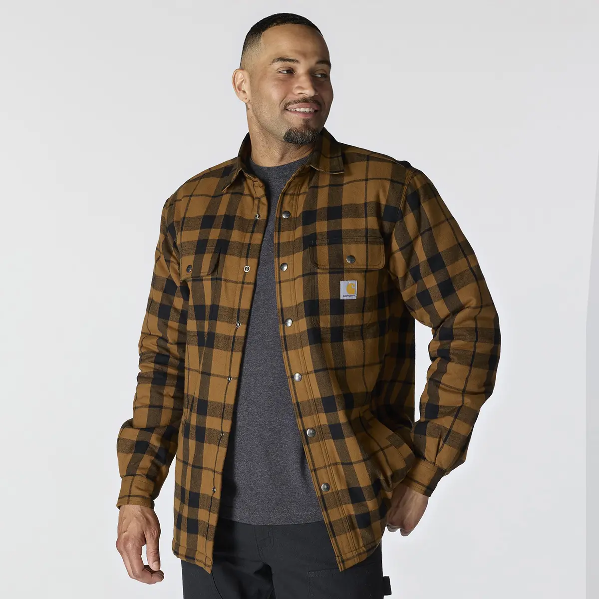 Carhartt Men's Relaxed Fit Flannel Sherpa-Lined Shirt Jac