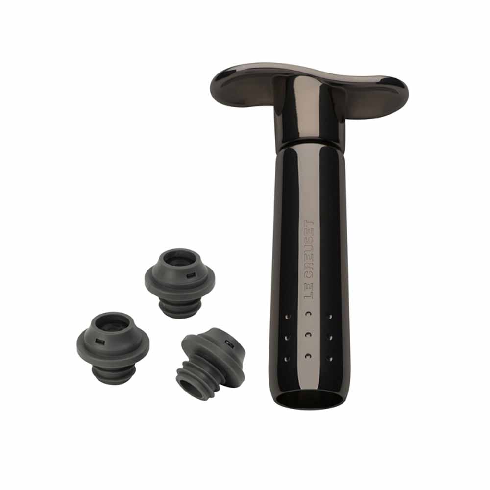 Le Creuset Metal Wine Pump and 3 Stoppers