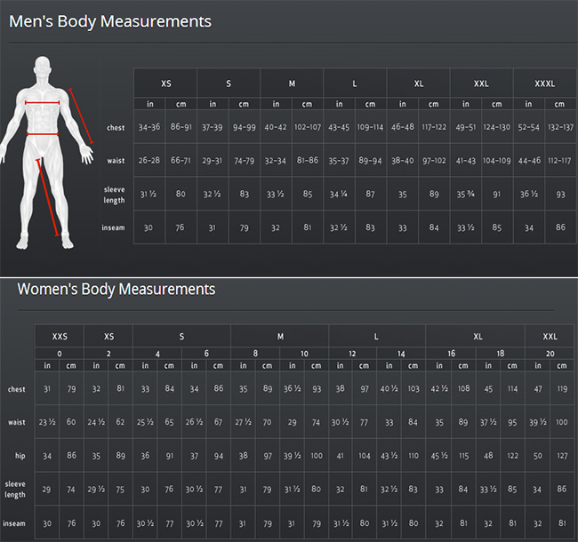 W Size Chart